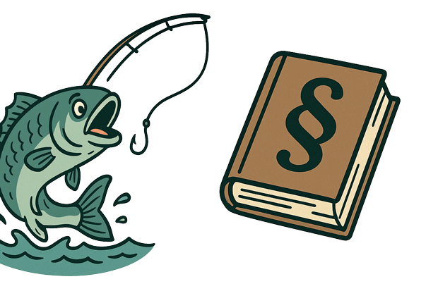 Ein Fisch mit Angel und ein Buch