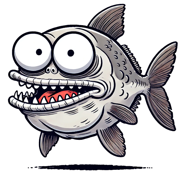 Das Platzhalter-Bild zeigt einen Comic-Piranha
